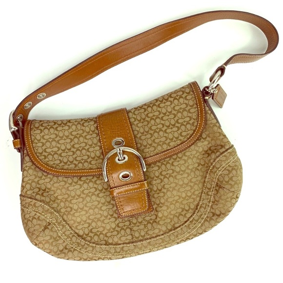 Coach Handbags - Coach Mini Signature Small Flap Tan F12309 Bag